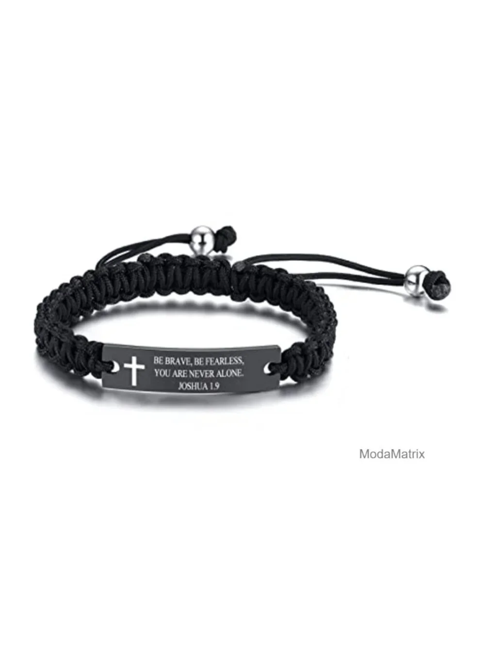 Inspirational Cuff Bracelet Stainless Steel Adjustable Rope Engraved